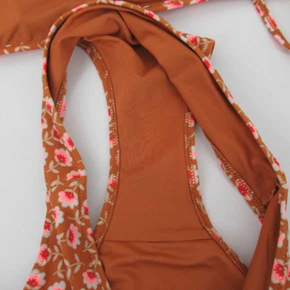 AERIE Brown Floral Bikini XS/Med - Picture 5 of 11